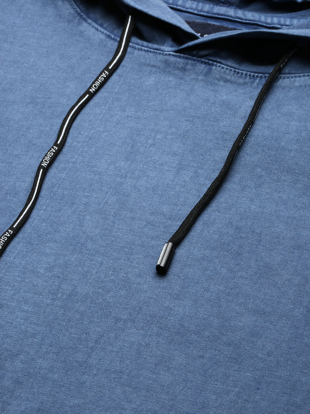 Men Blue Hooded Solid Pullover