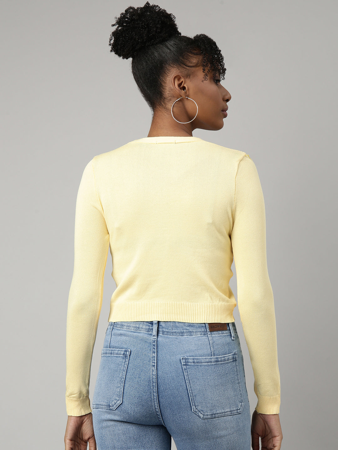 Women Yellow Solid Fitted Top