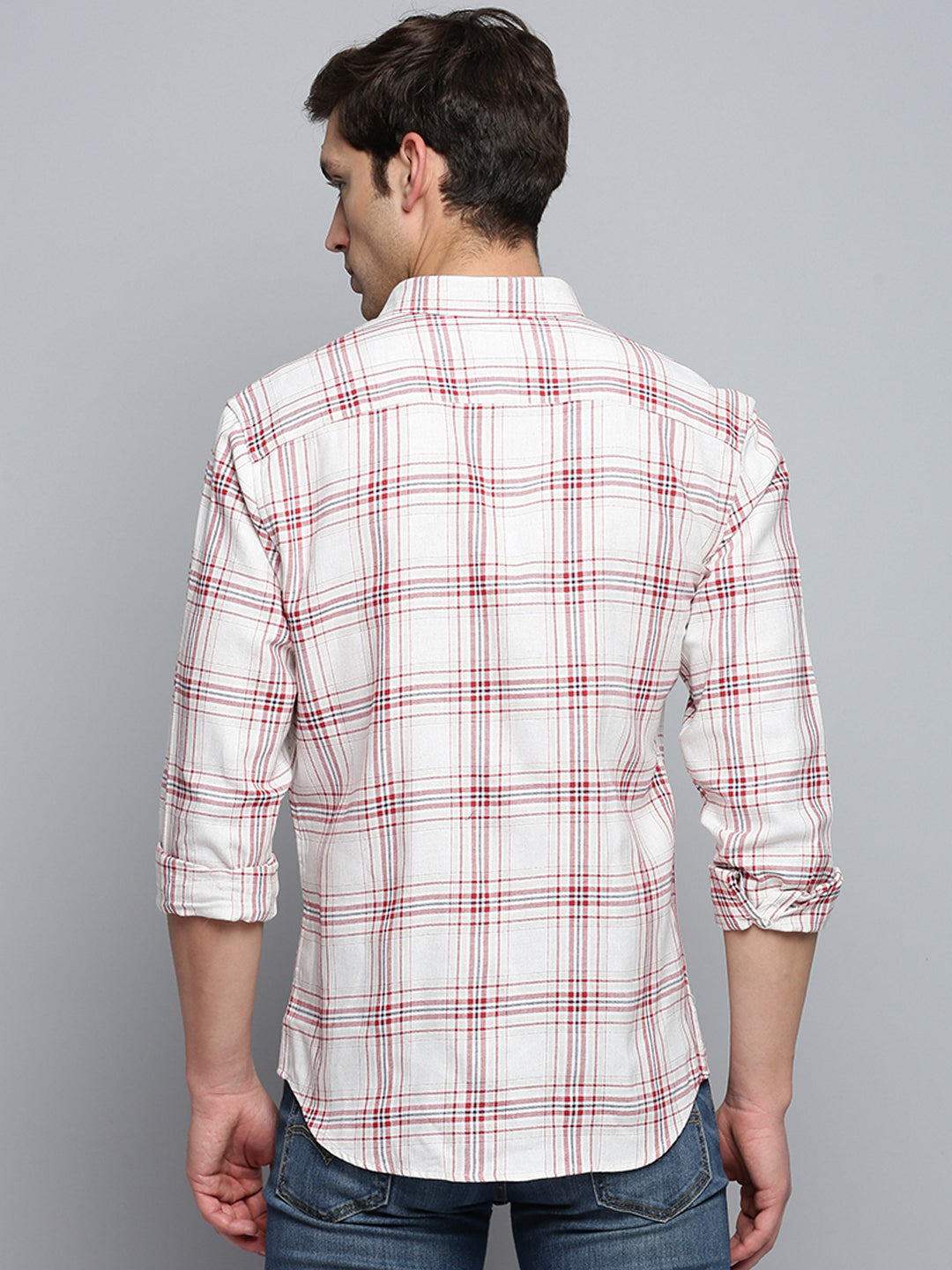 Men Beige Checked Casual Shirt