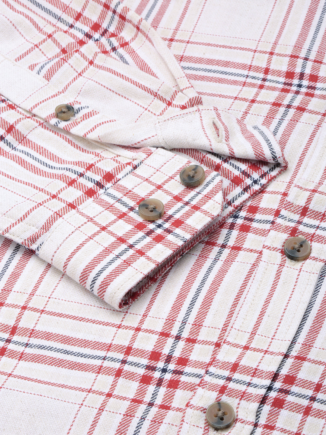 Men Beige Checked Casual Shirt