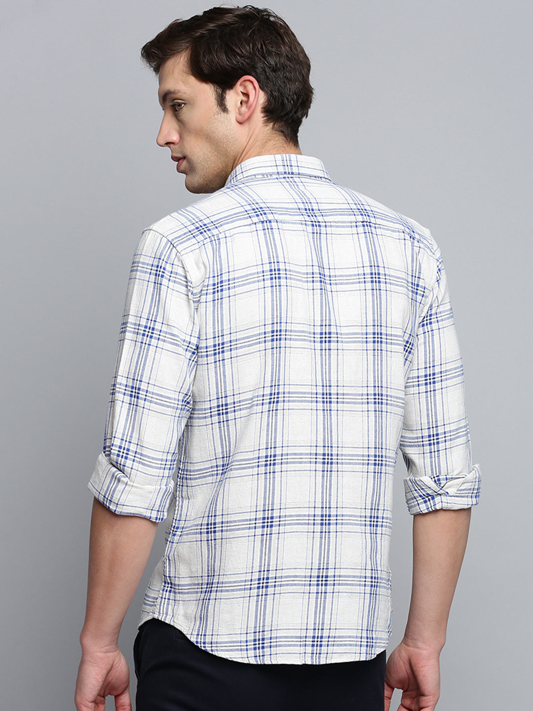 Men Beige Checked Casual Shirt