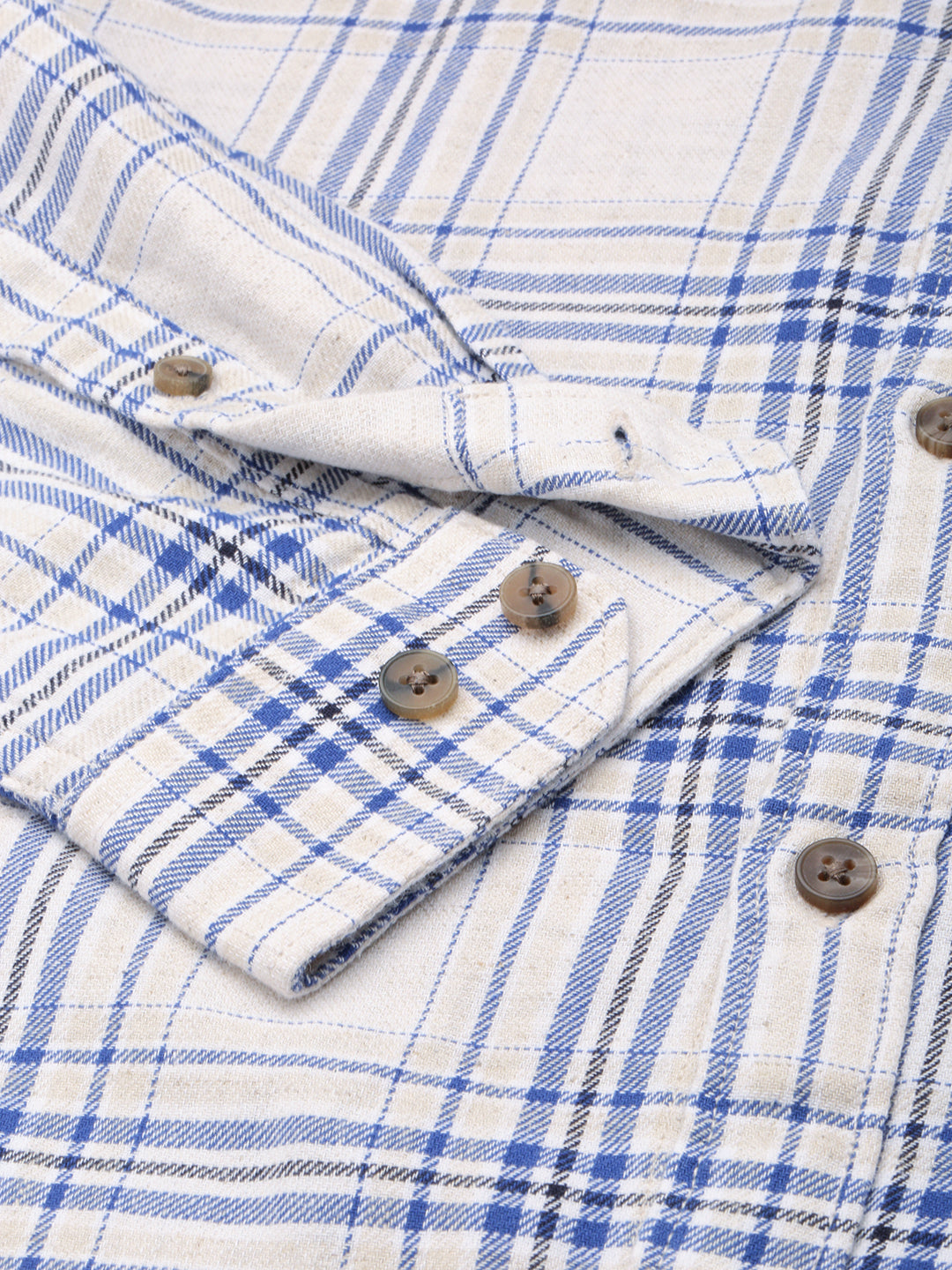 Men Beige Checked Casual Shirt