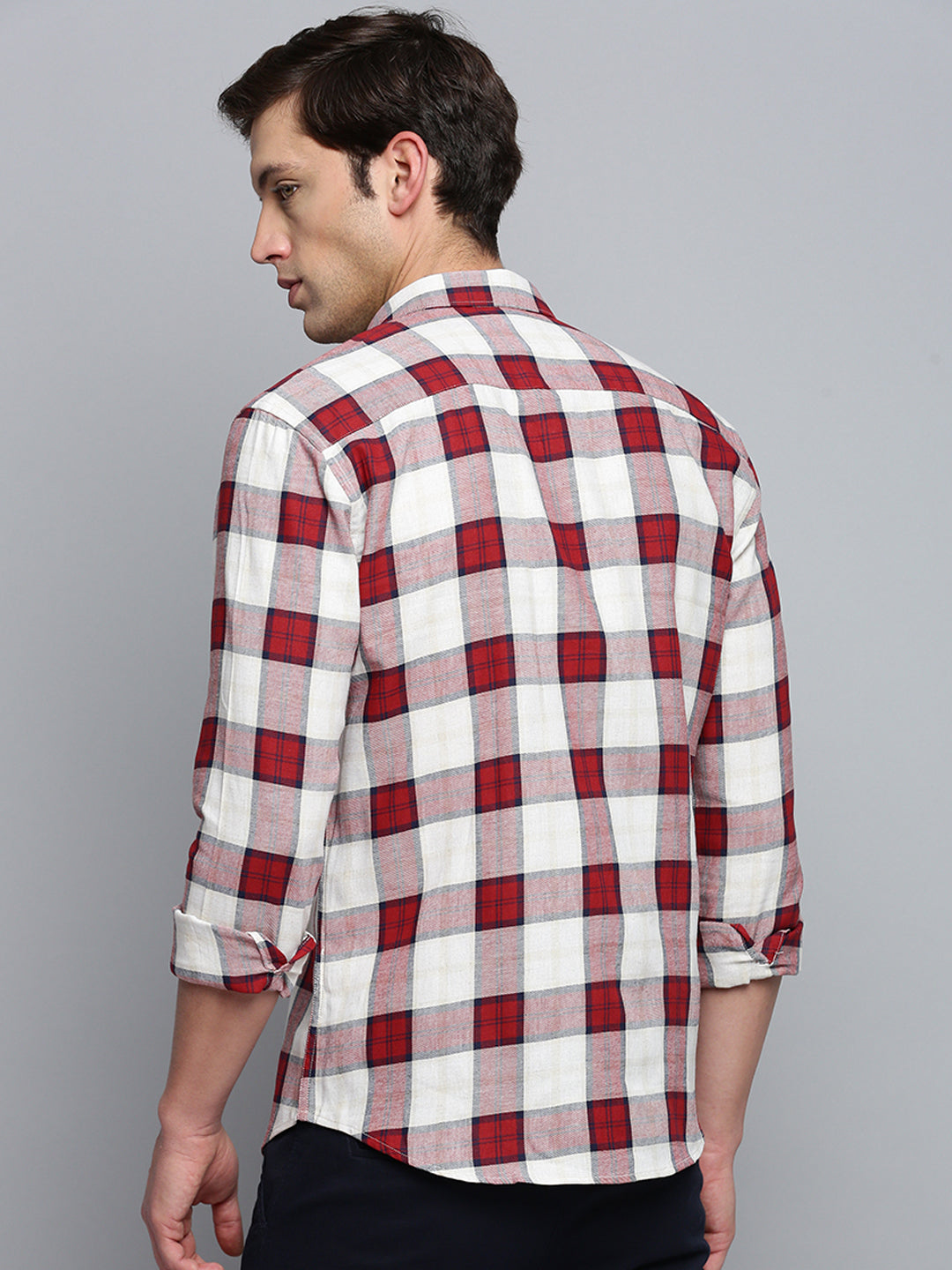 Men Beige Checked Casual Shirt