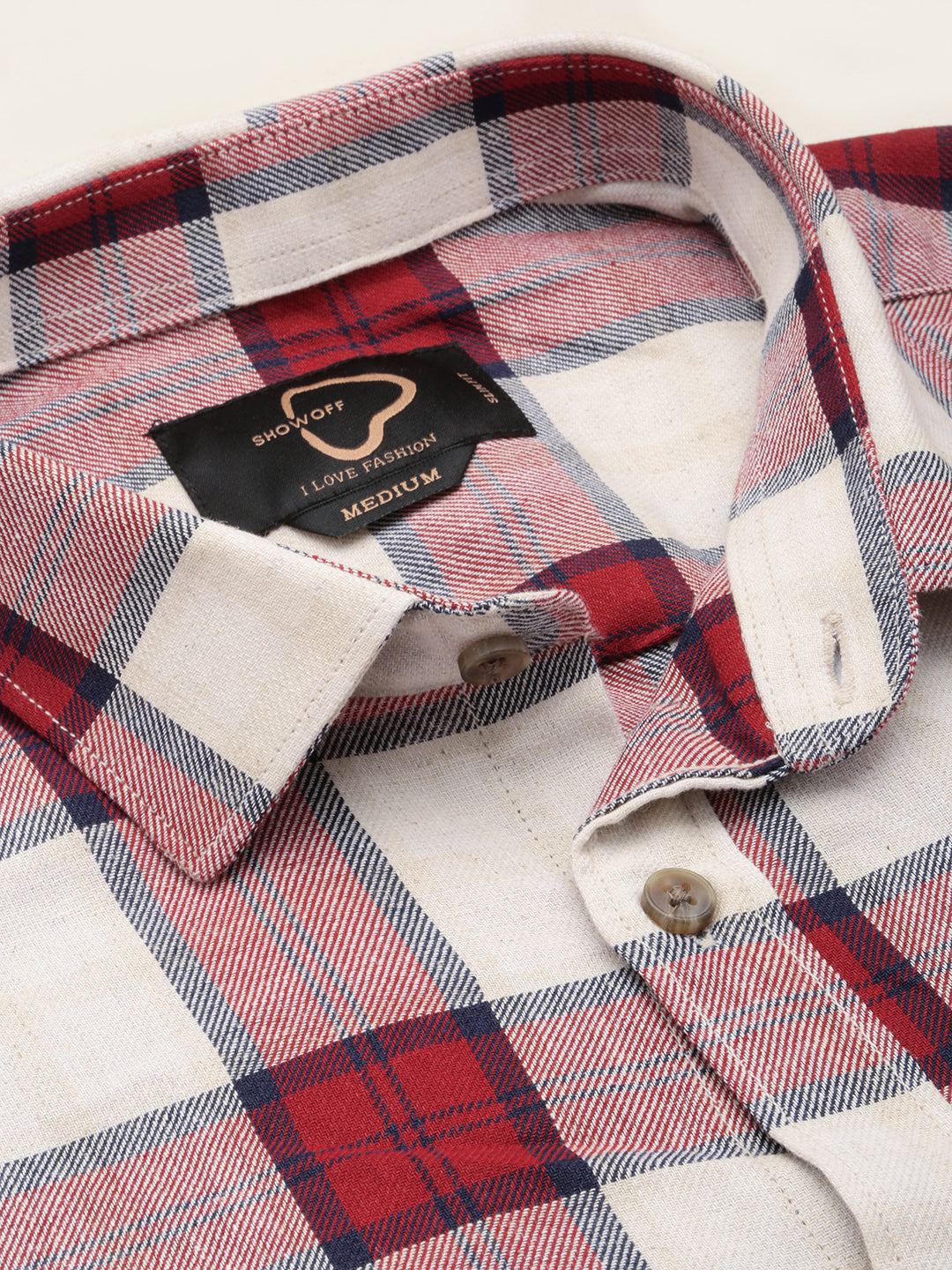 Men Beige Checked Casual Shirt