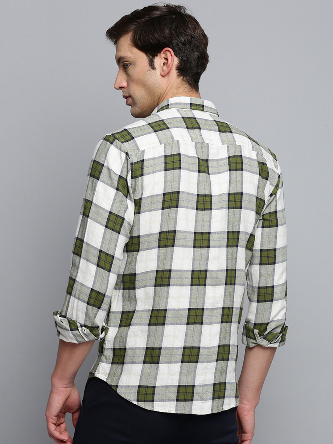 Men Beige Checked Casual Shirt