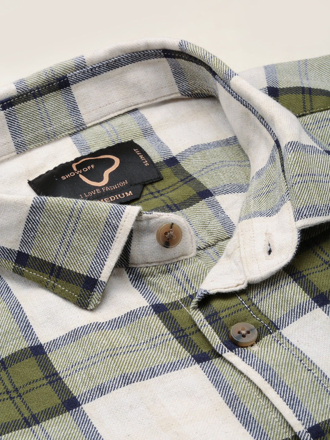 Men Beige Checked Casual Shirt