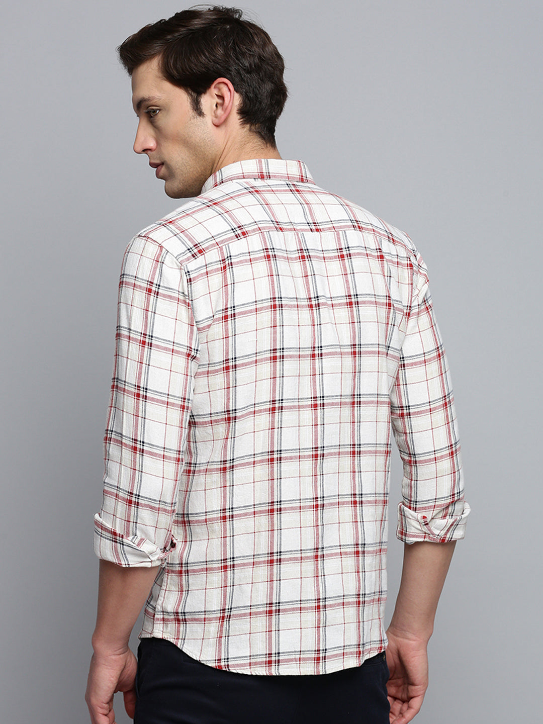 Men Beige Checked Casual Shirt