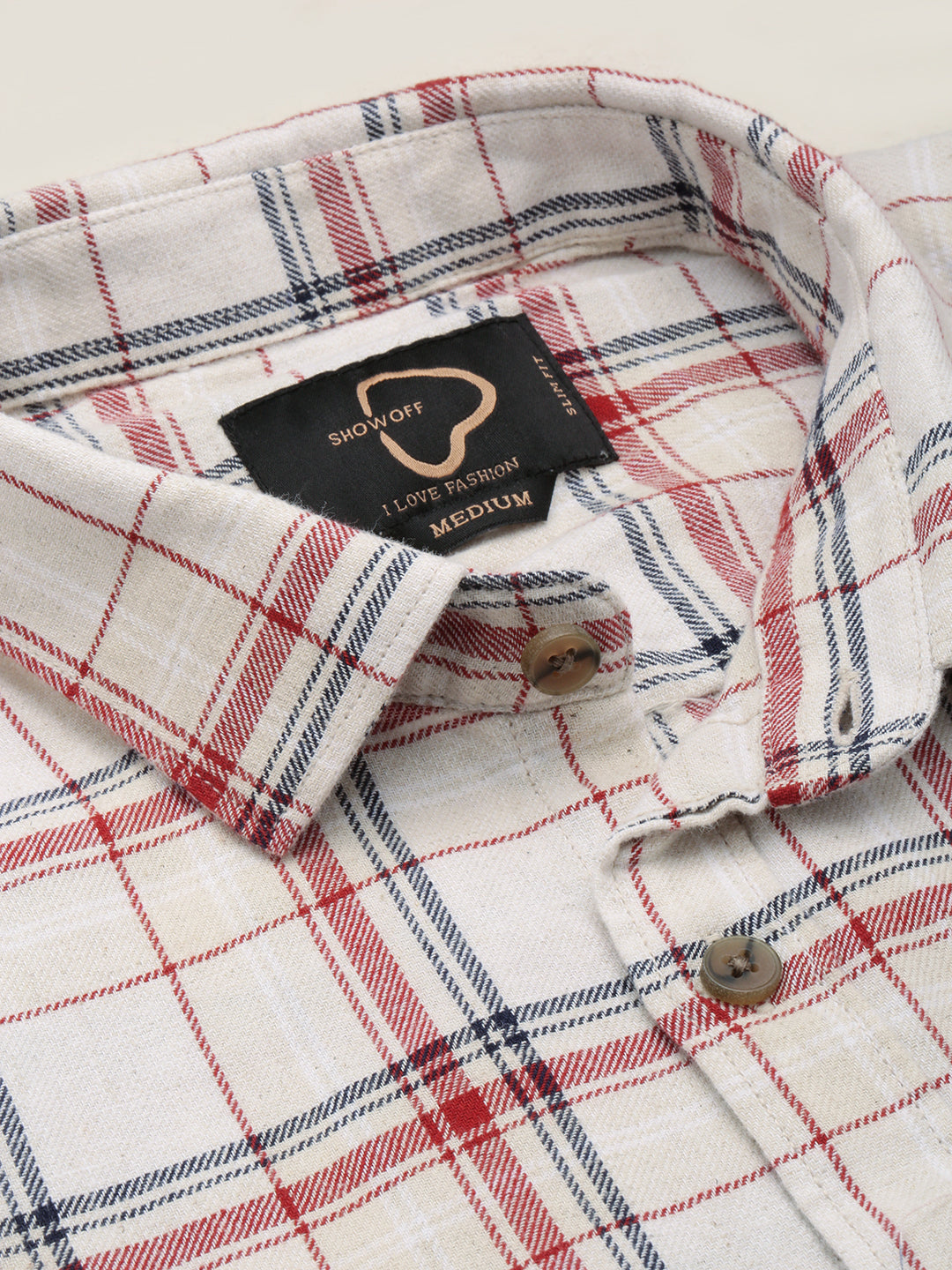 Men Beige Checked Casual Shirt