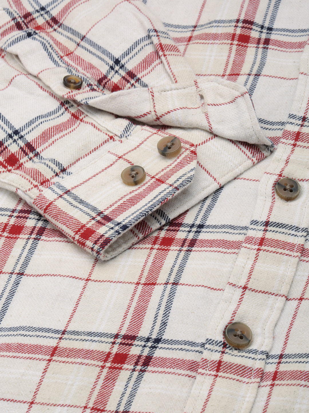 Men Beige Checked Casual Shirt