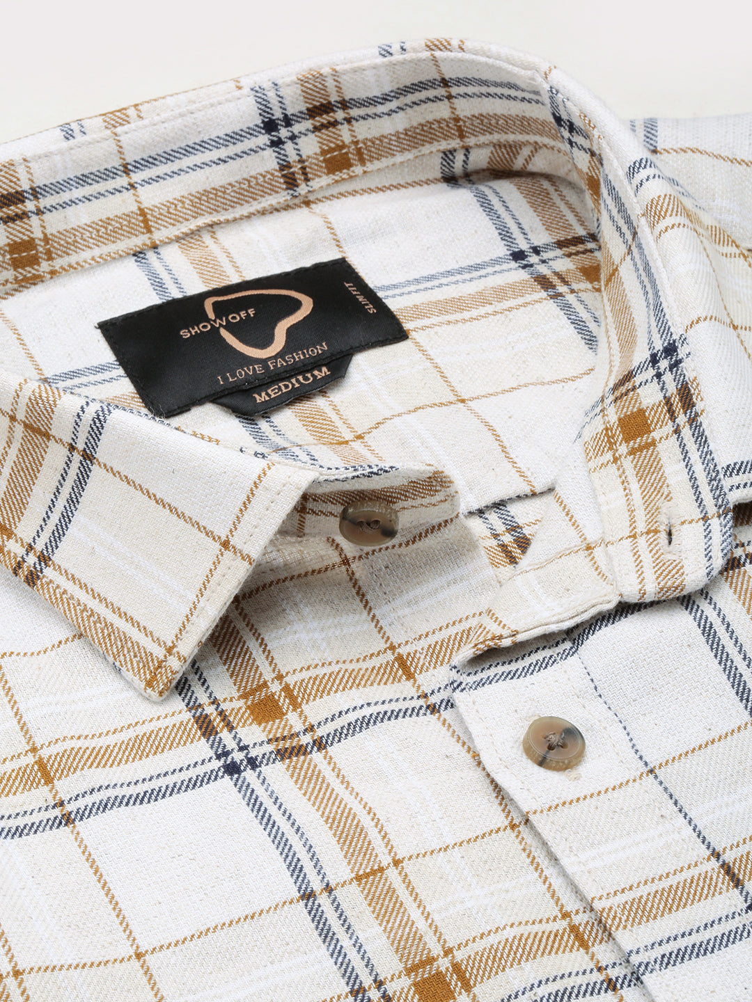 Men Beige Checked Casual Shirt