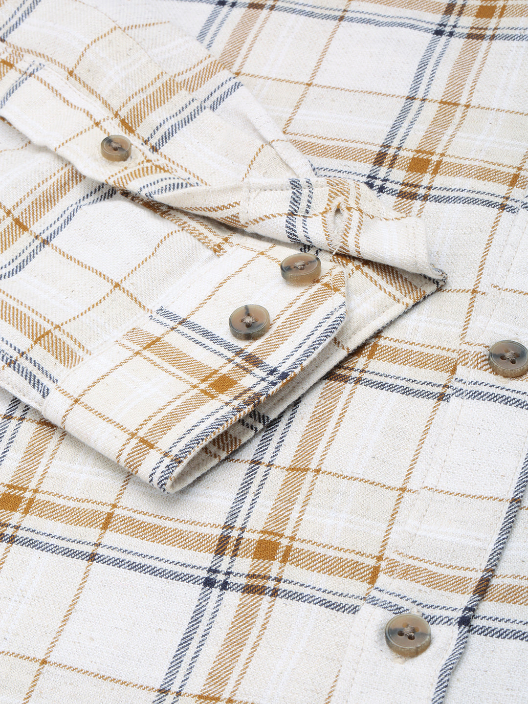 Men Beige Checked Casual Shirt