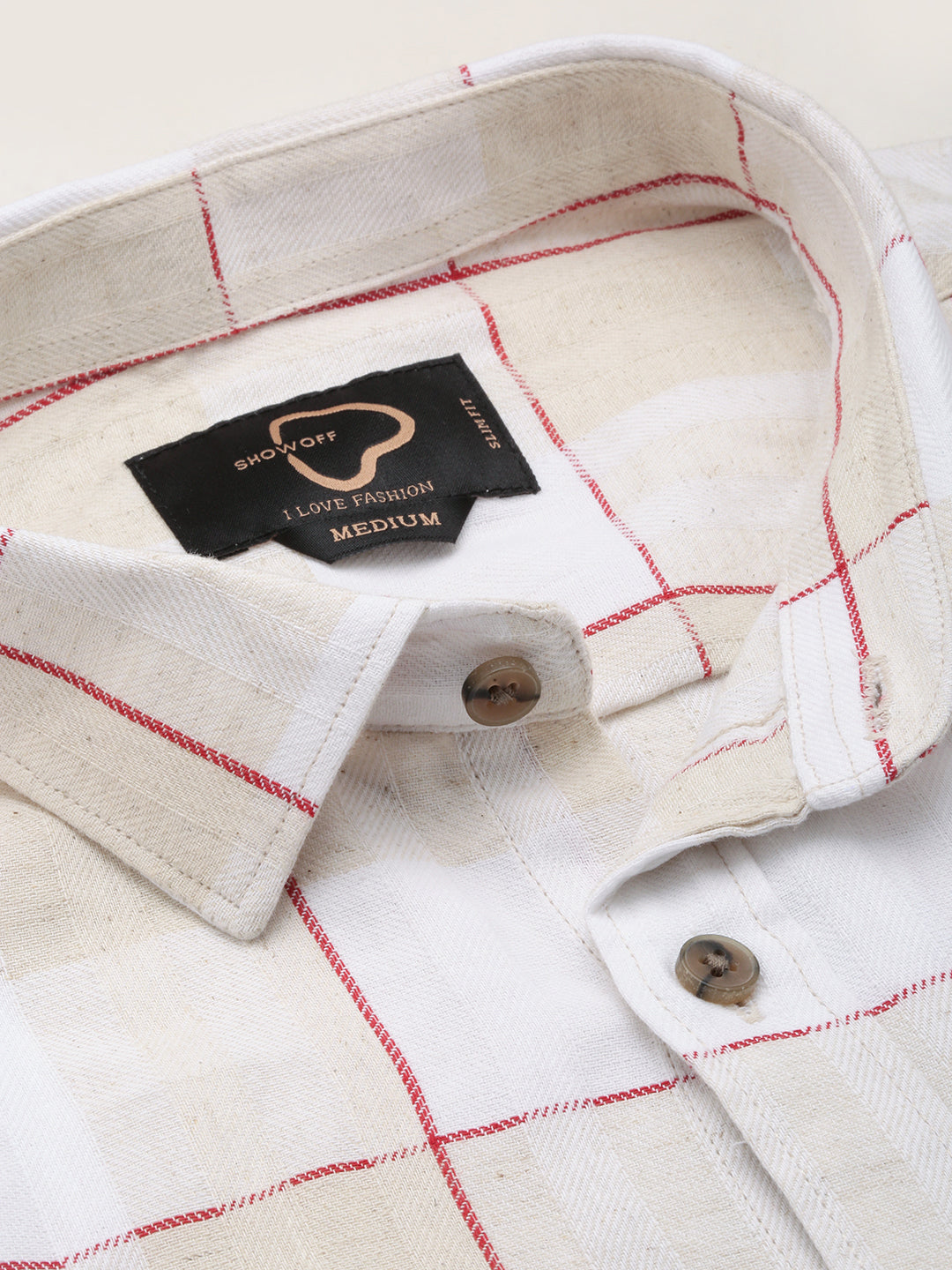 Men Beige Checked Casual Shirt