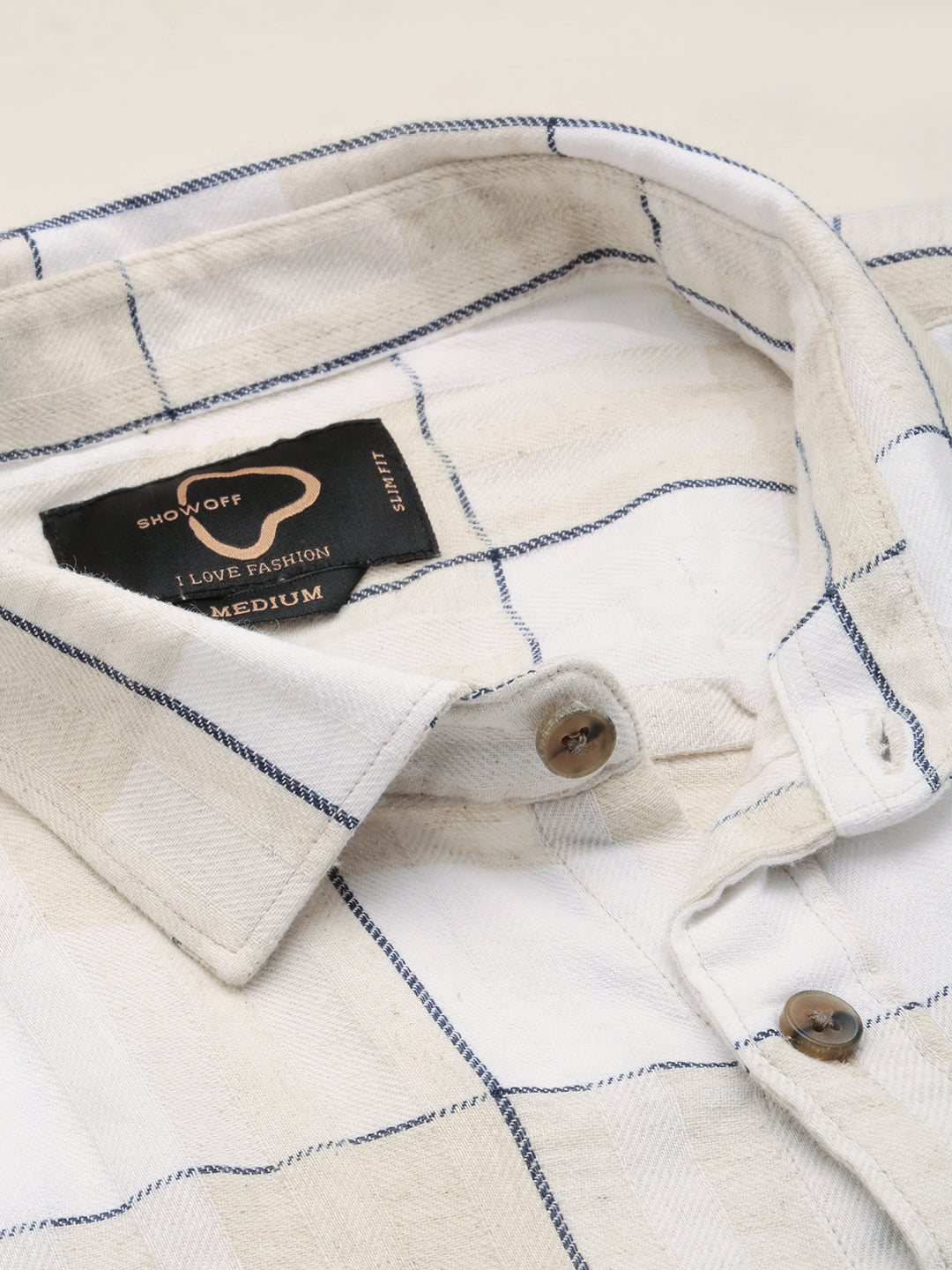 Men White Checked Casual Shirt