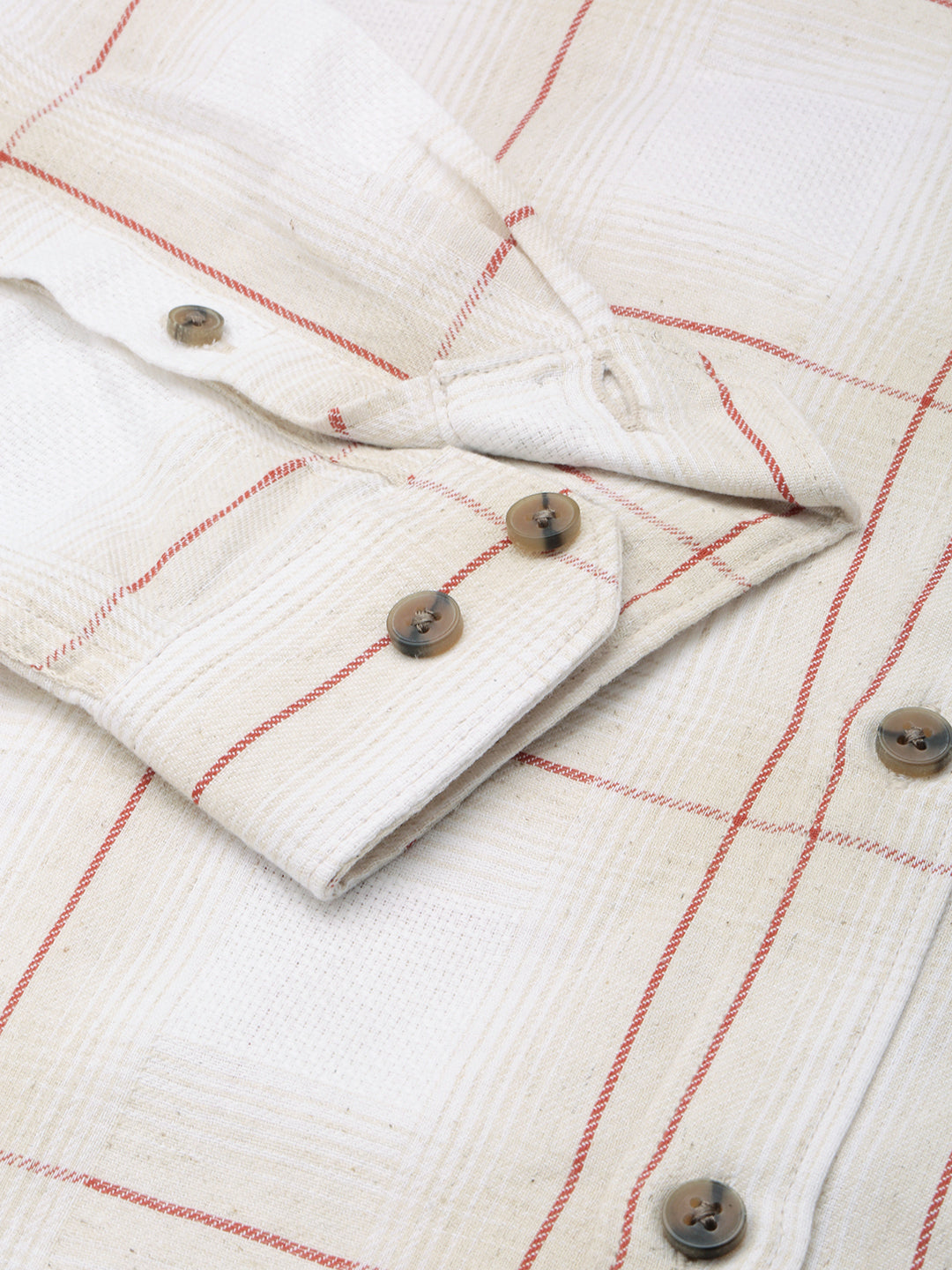 Men White Checked Casual Shirt