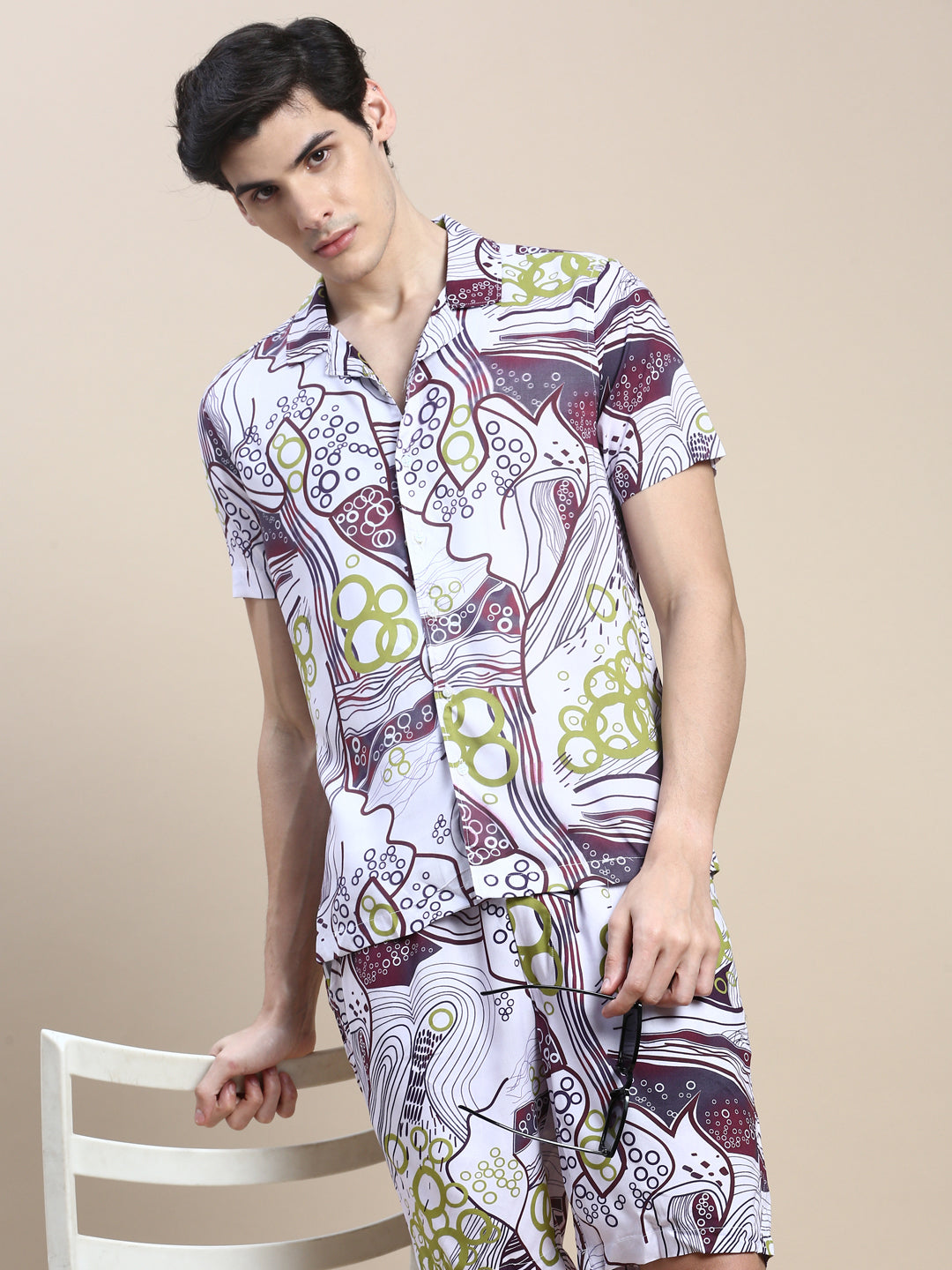 Men Pink Printed Casual Co ord Set