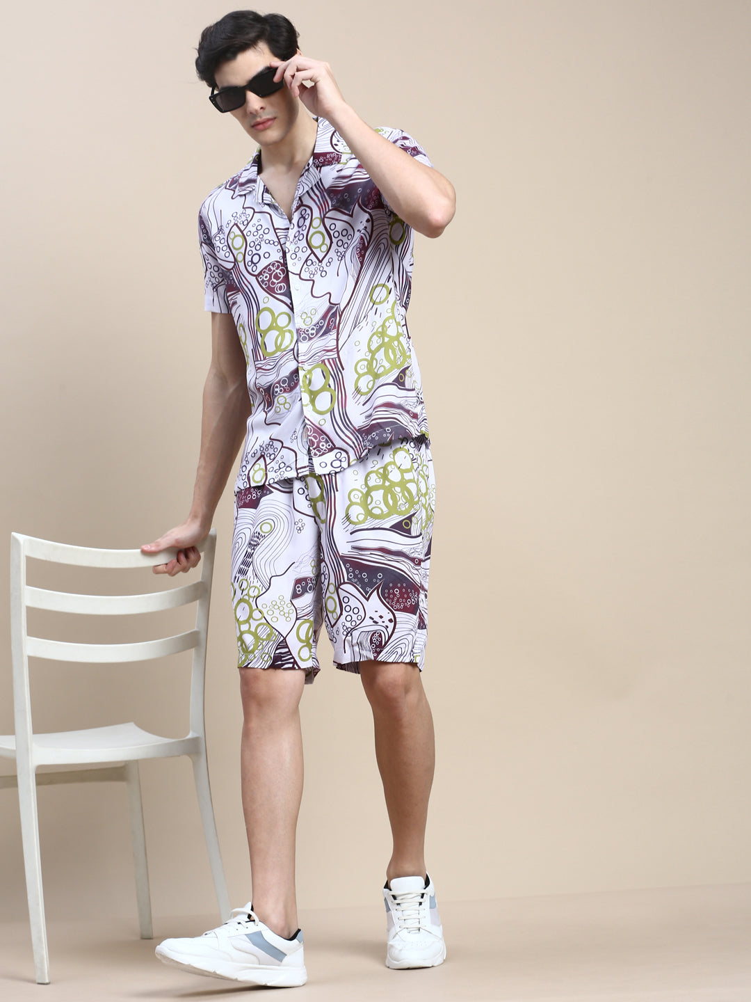 Men Pink Printed Casual Co ord Set