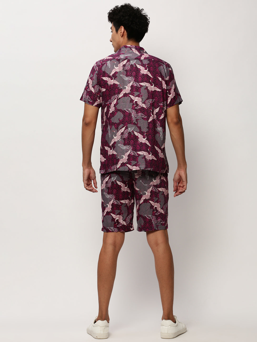 Men Fuchsia Printed Casual Co ords