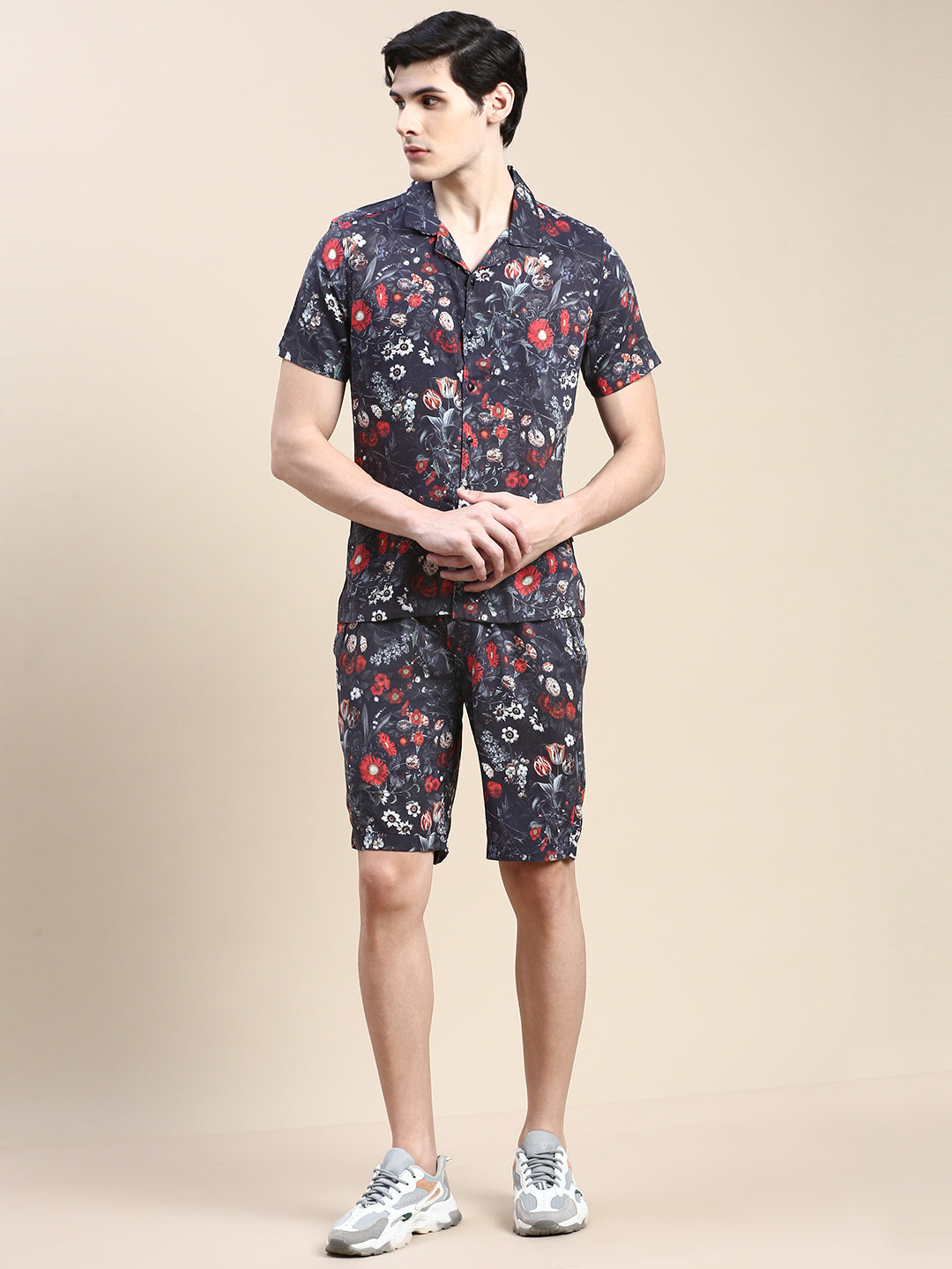 Men Black Printed Casual Co ord Set