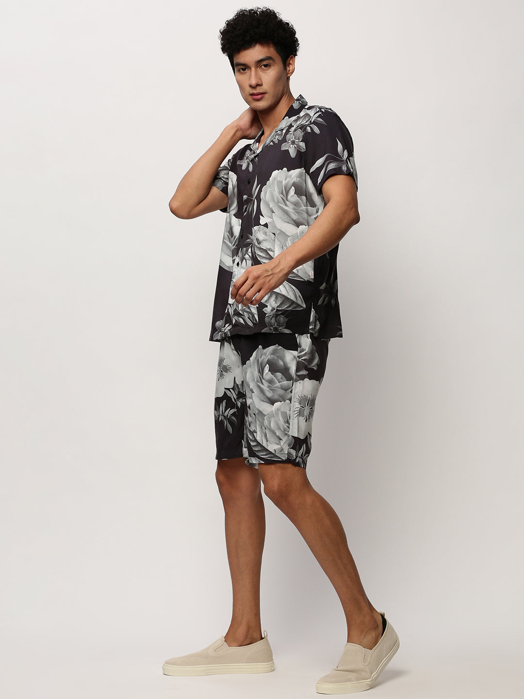 Men Black Printed Casual Co ords