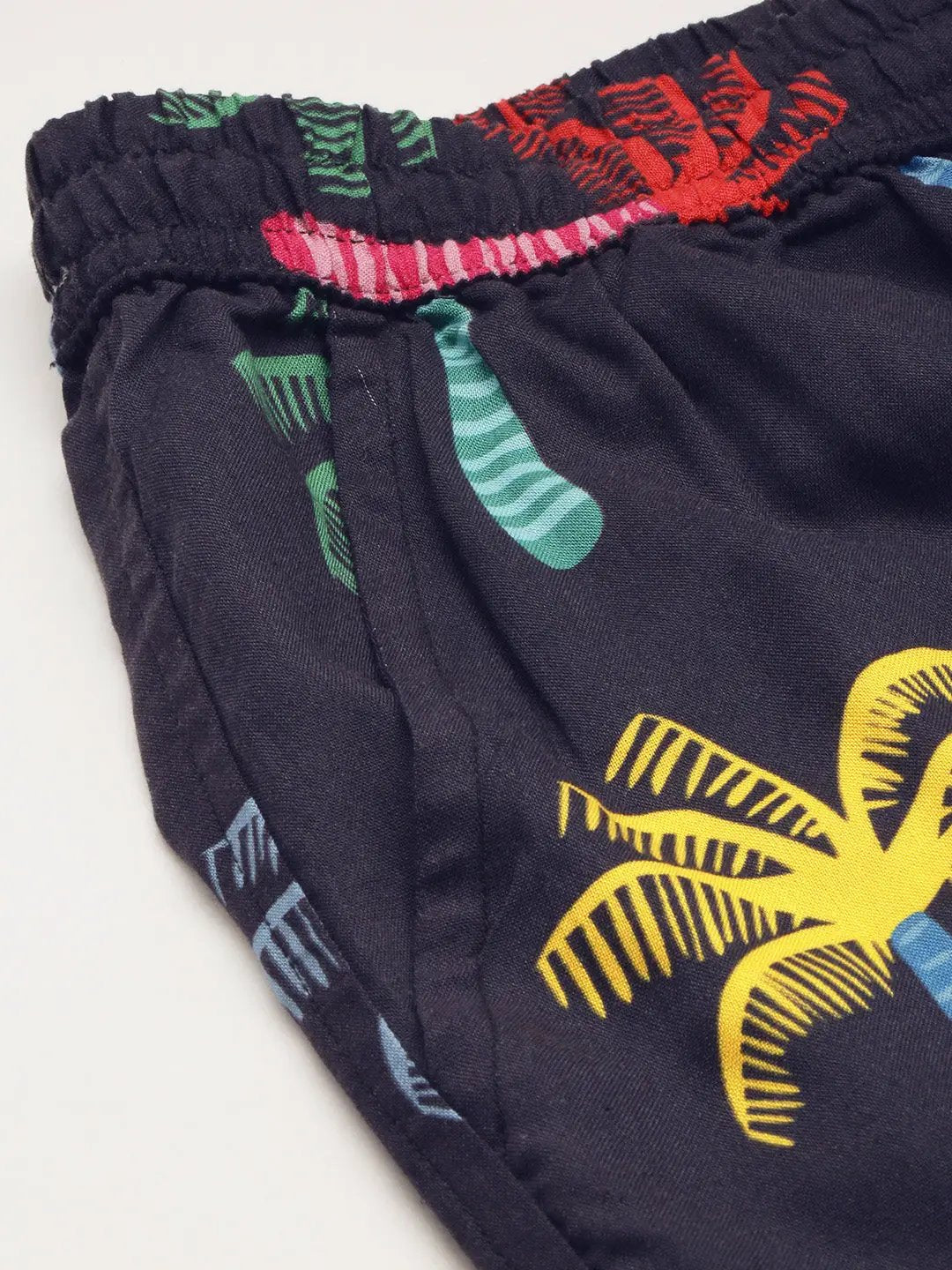 Men's Black Tropical Printed Shirt Collar Slim Fit Co-Ords Set