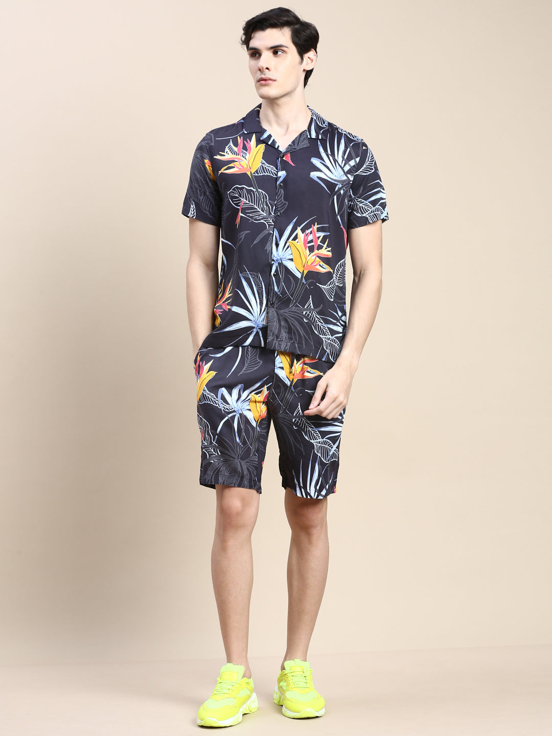 Men Black Printed Casual Co ord Set