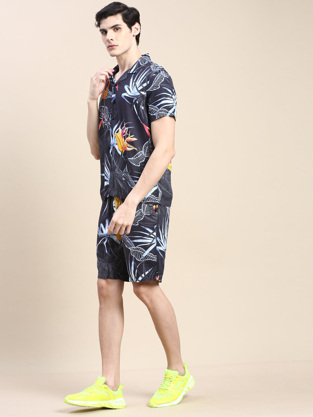 Men Black Printed Casual Co ord Set