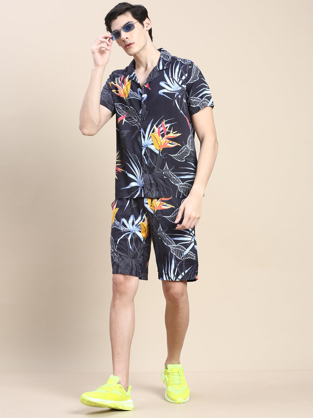 Men Black Printed Casual Co ord Set