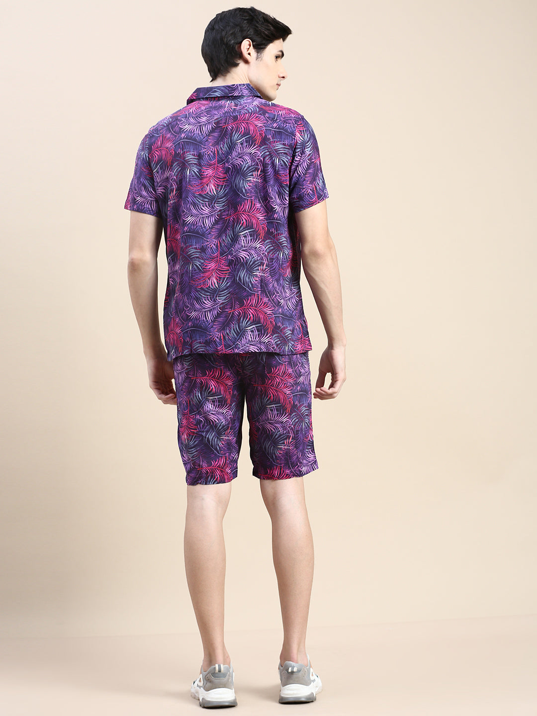 Men Purple Printed Casual Co ord Set