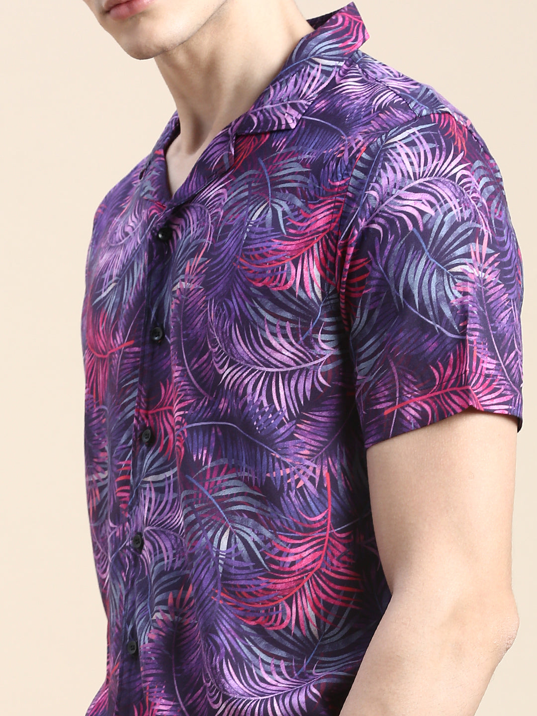 Men Purple Printed Casual Co ord Set