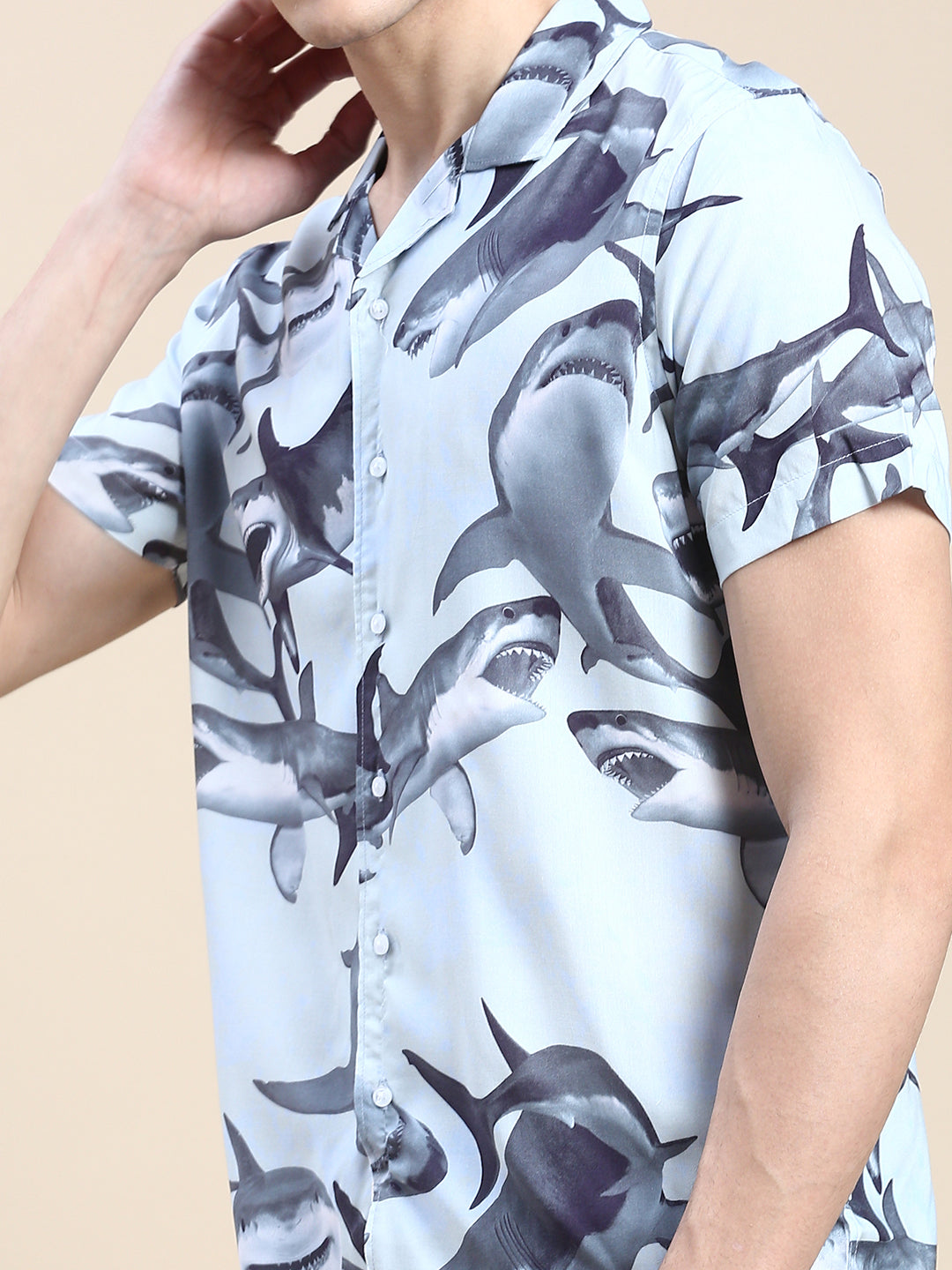 Men Grey Printed Casual Co ord Set