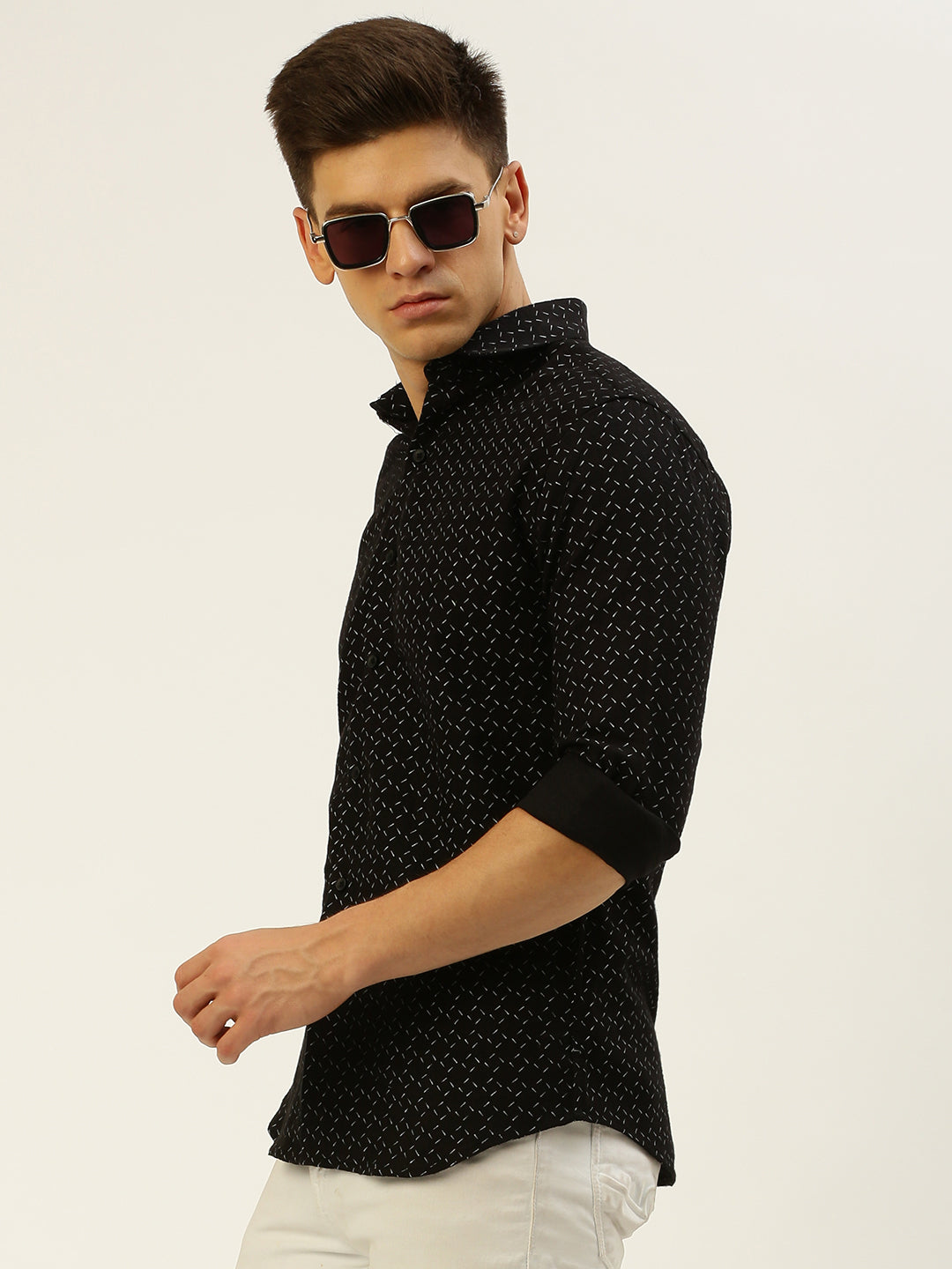 Men Black Printed Casual Shirt