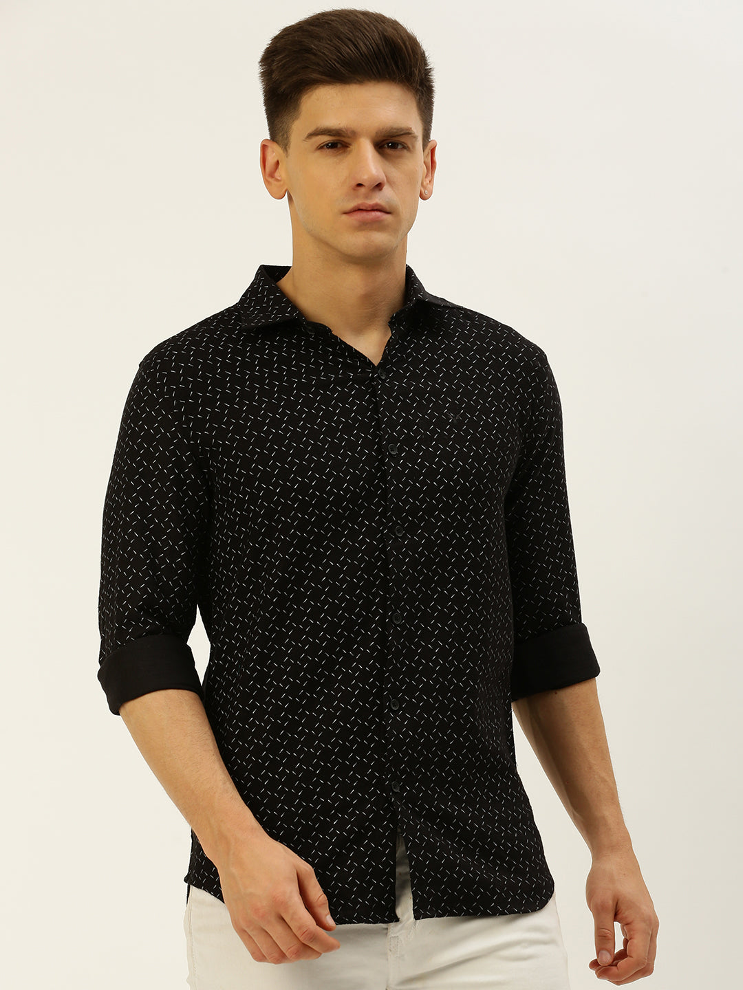 Men Black Printed Casual Shirt