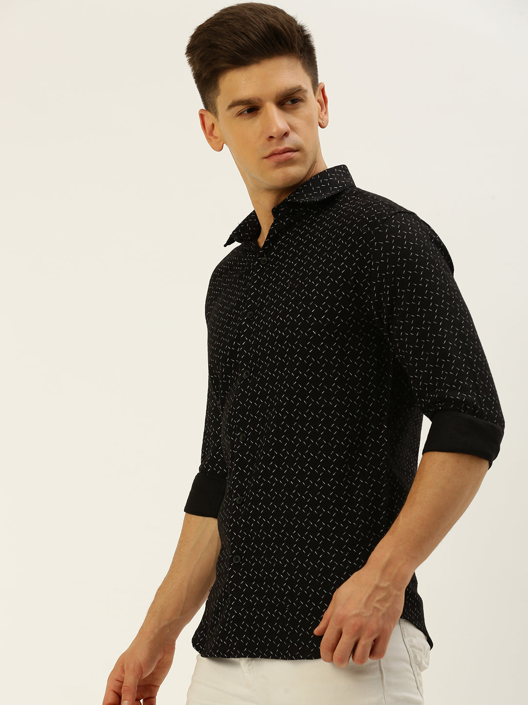 Men Black Printed Casual Shirt