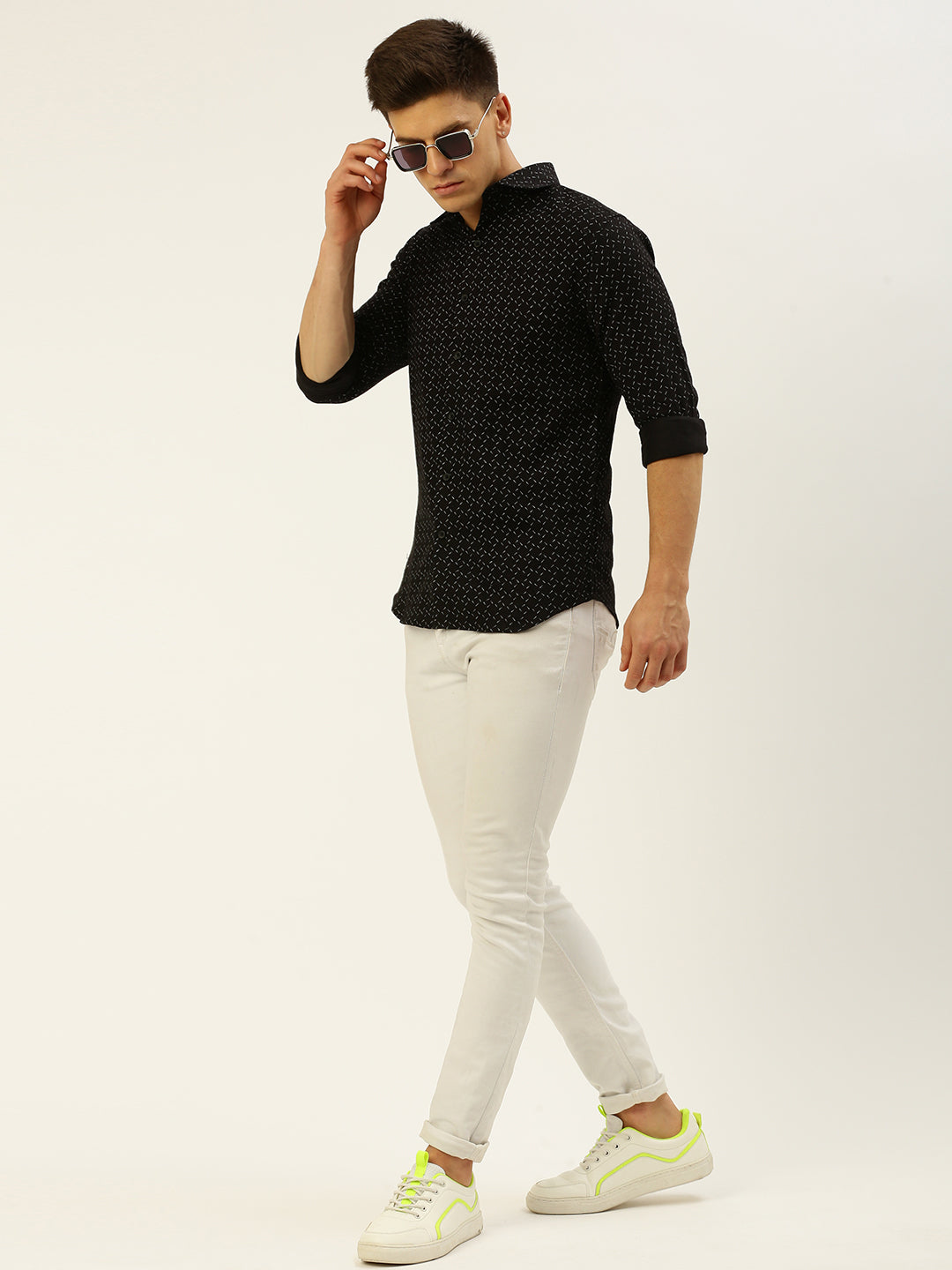 Men Black Printed Casual Shirt