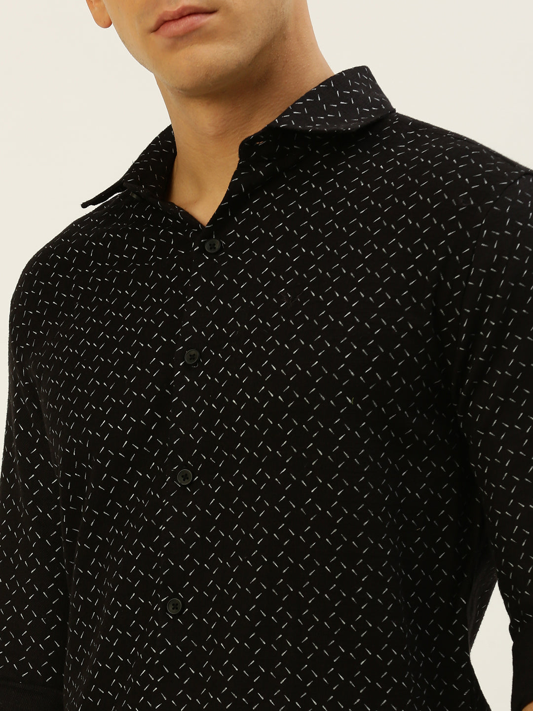 Men Black Printed Casual Shirt