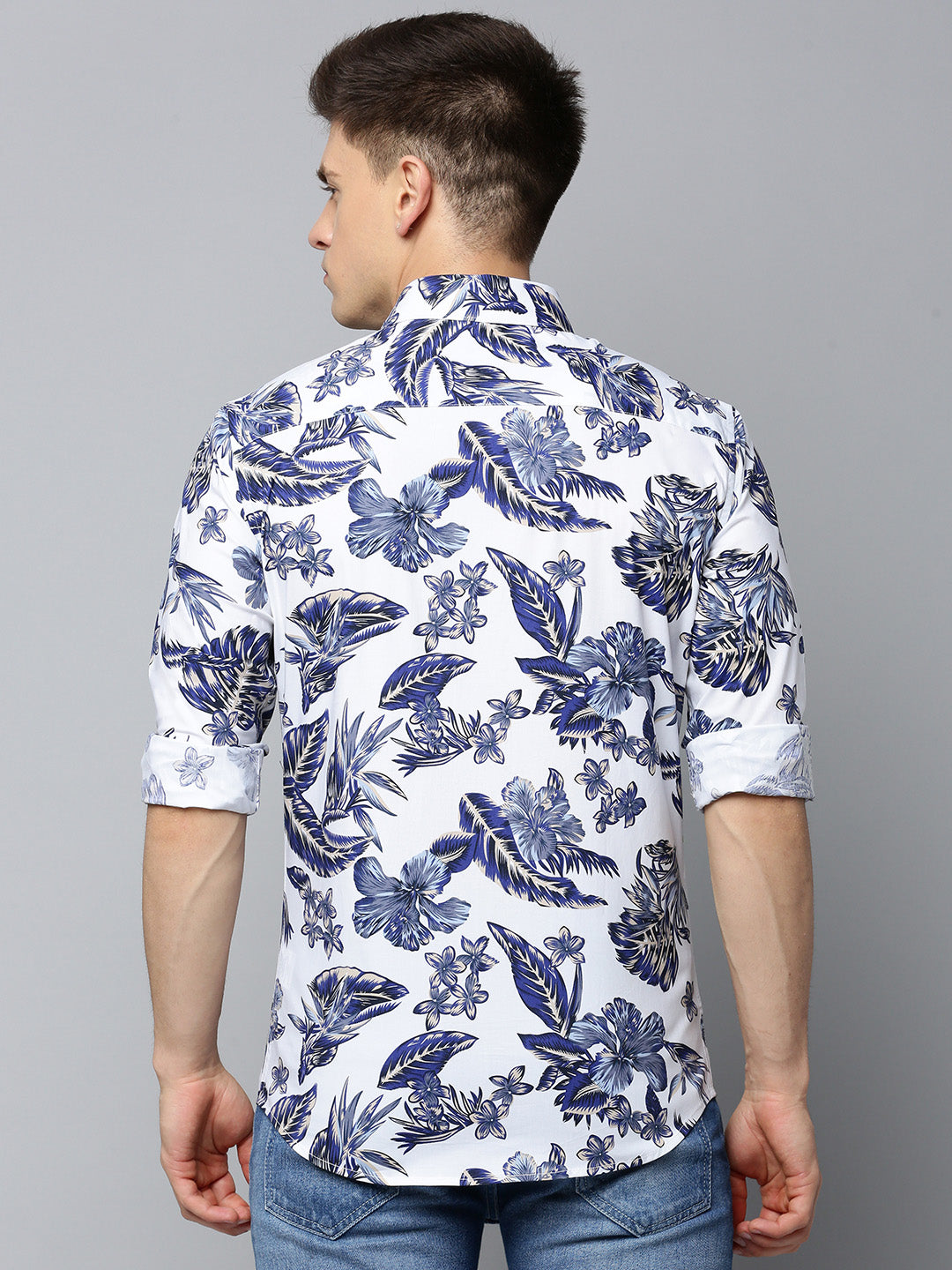 Men White Printed Casual Shirt