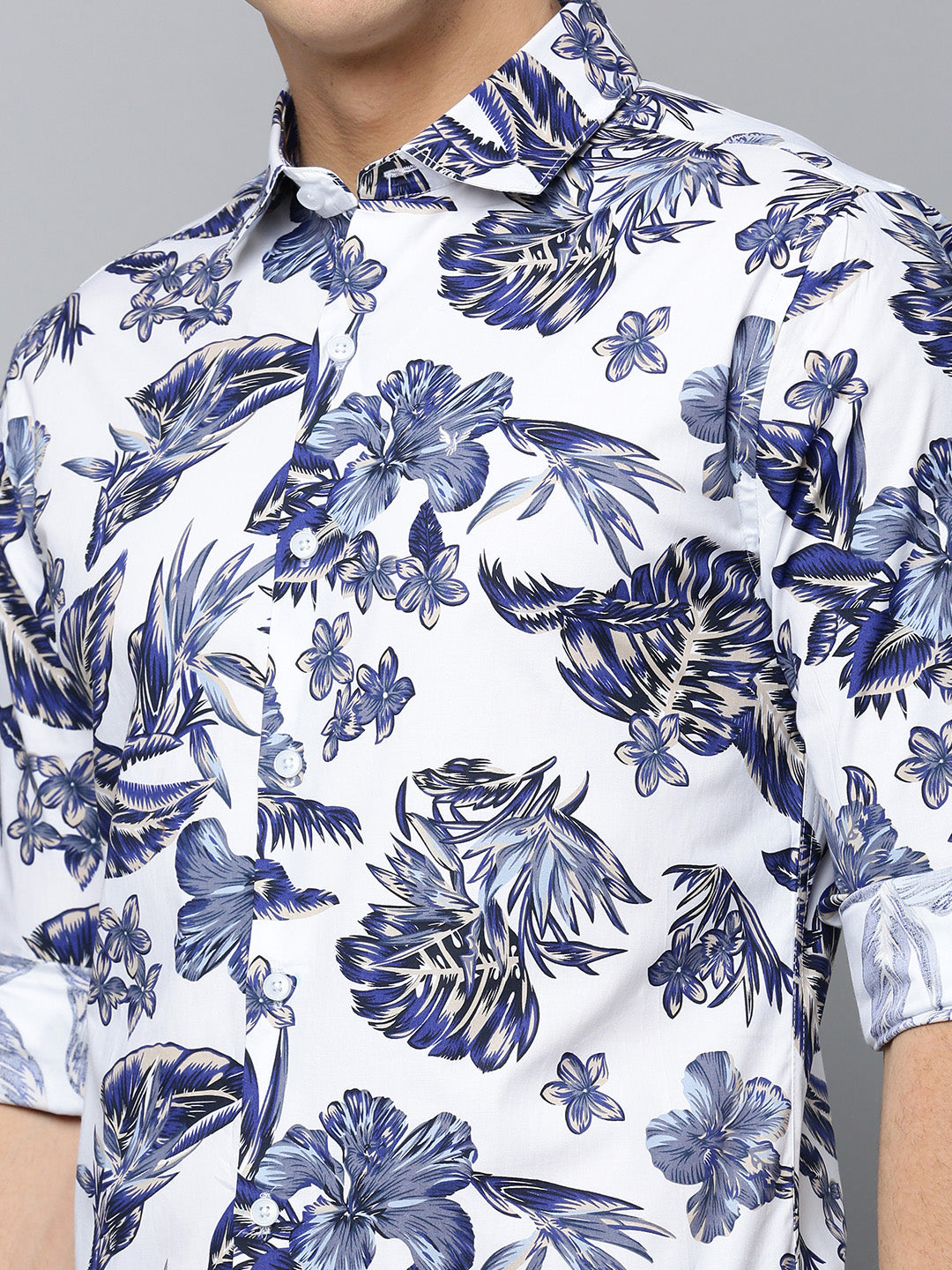 Men White Printed Casual Shirt