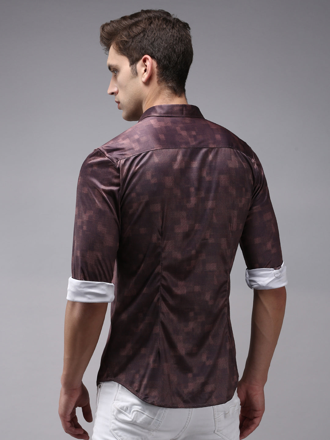 Men Brown Printed Casual Shirt