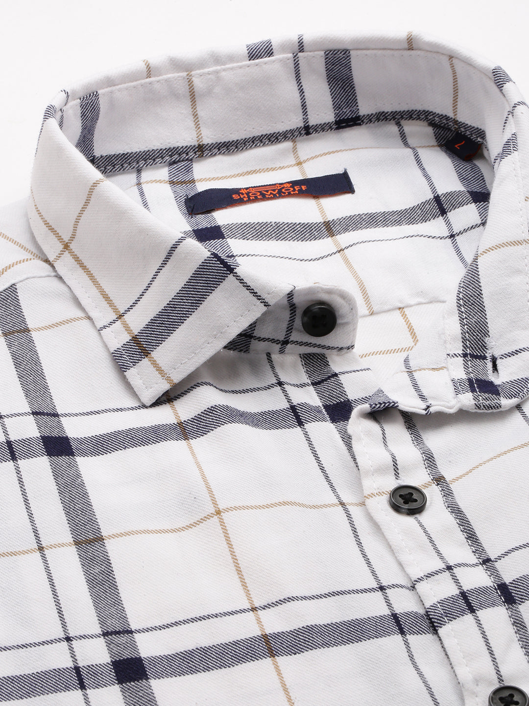 Men's White Checked Casual Shirt