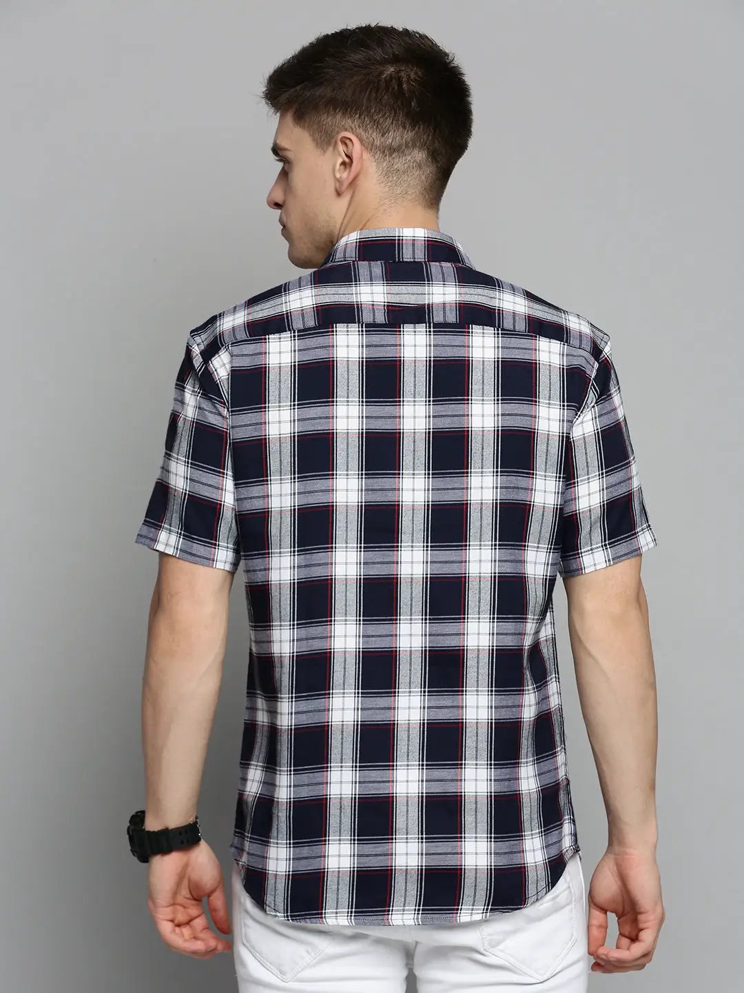 Men's Navy Checked Casual Shirt