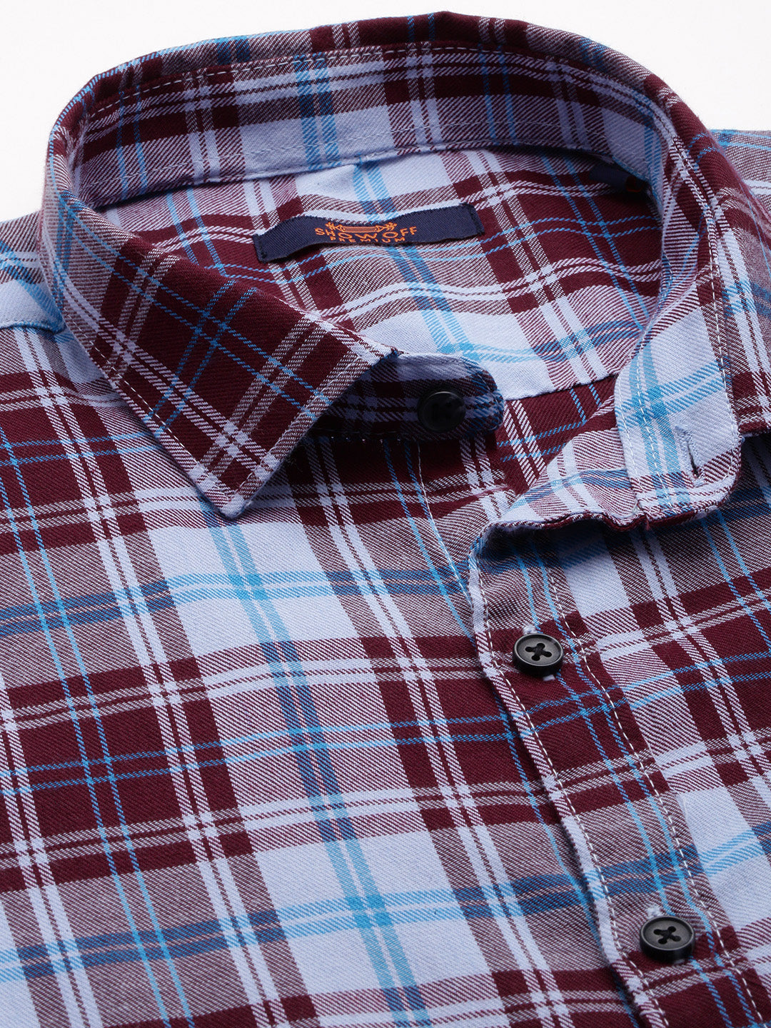 Men's Blue Comfort Tartan Checked Casual Cotton Shirt