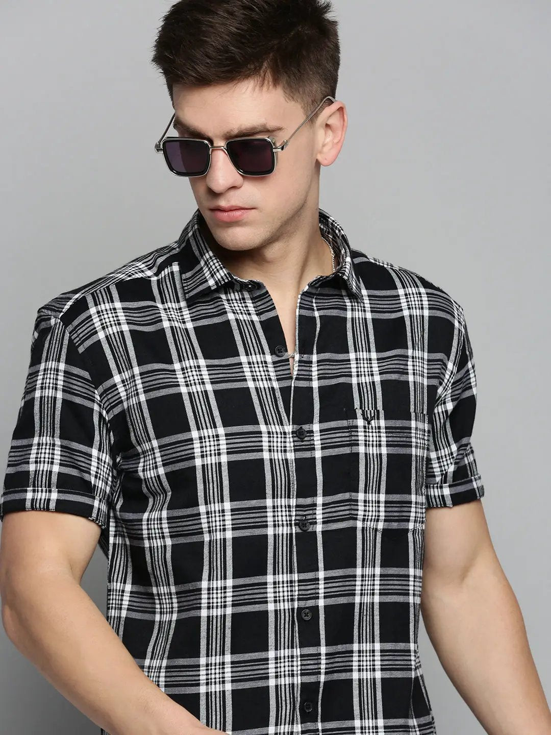 Men's Black Checked Casual Shirt