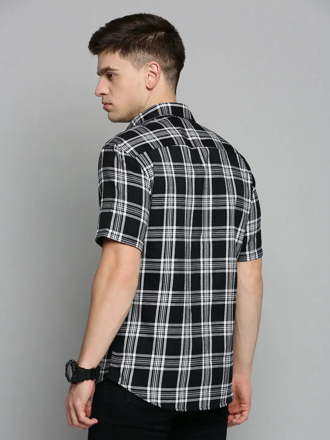 Men's Black Checked Casual Shirt