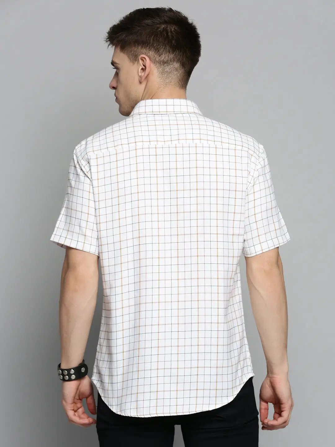 Men's White Checked Casual Shirt
