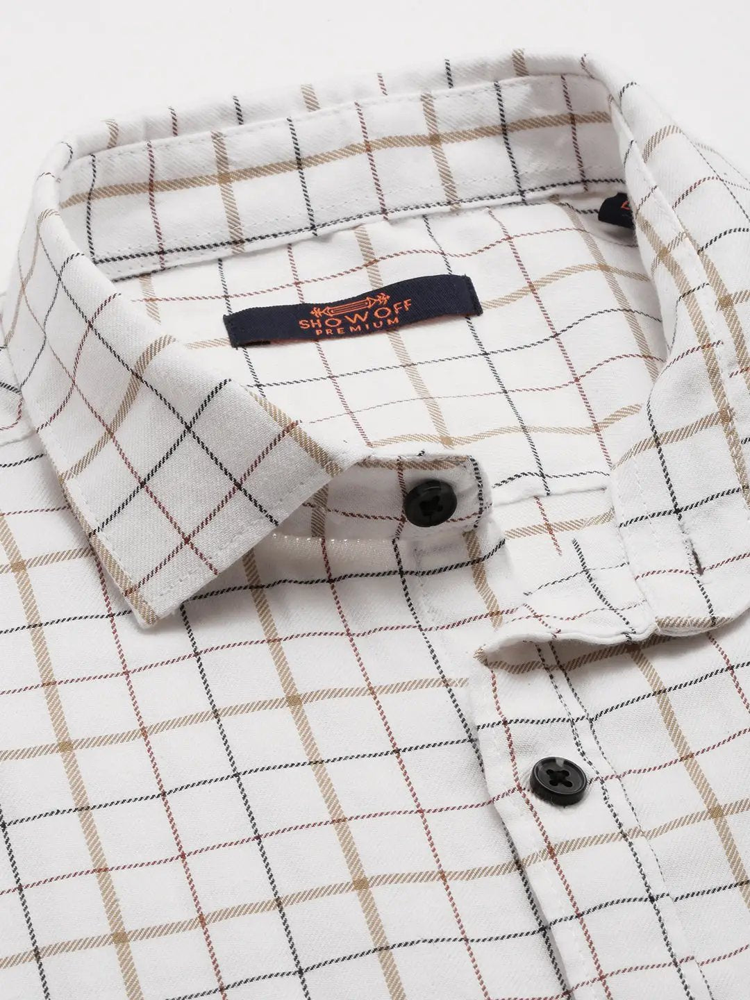 Men's White Checked Casual Shirt