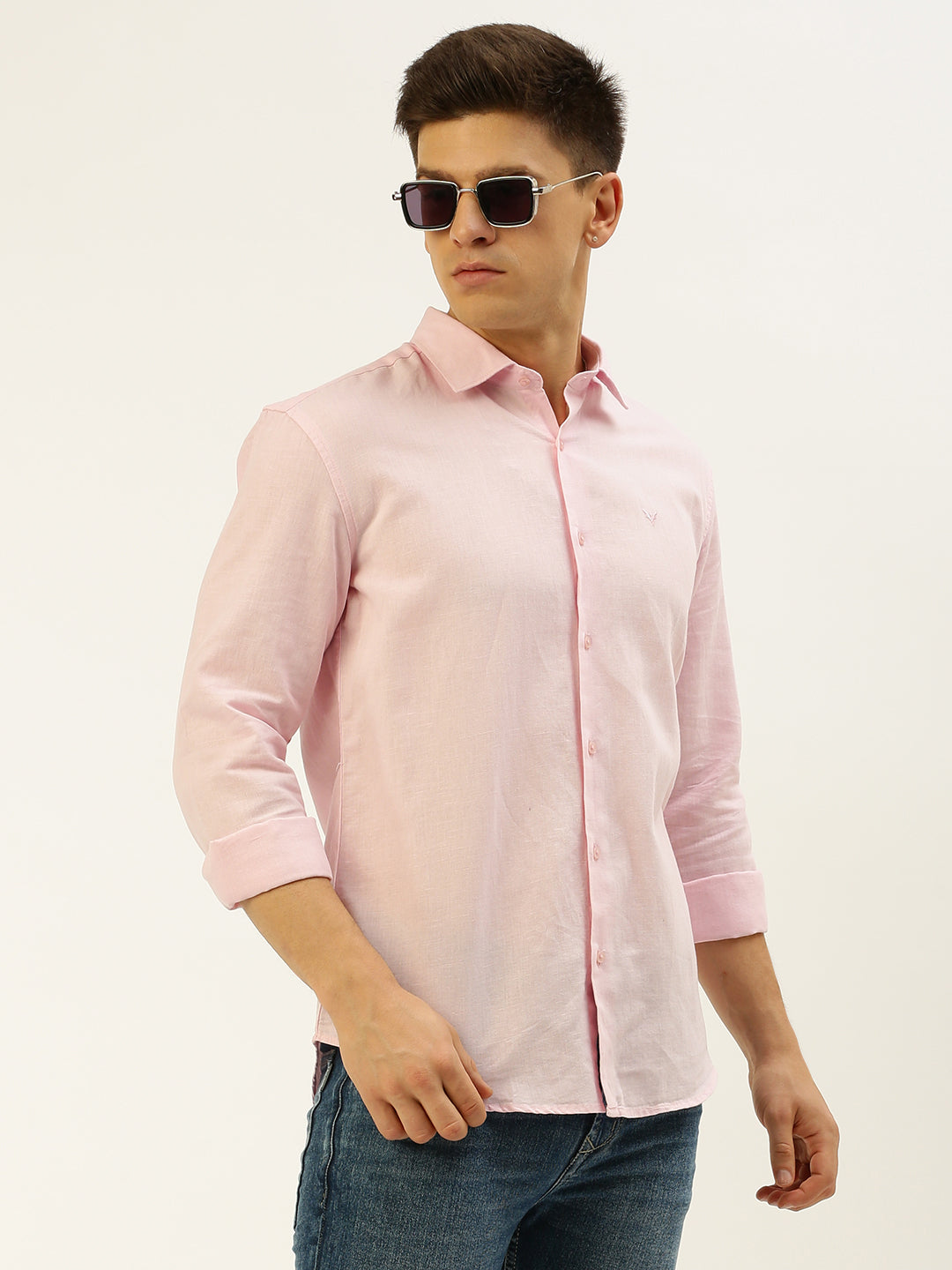 Men Pink Solid Casual Shirt