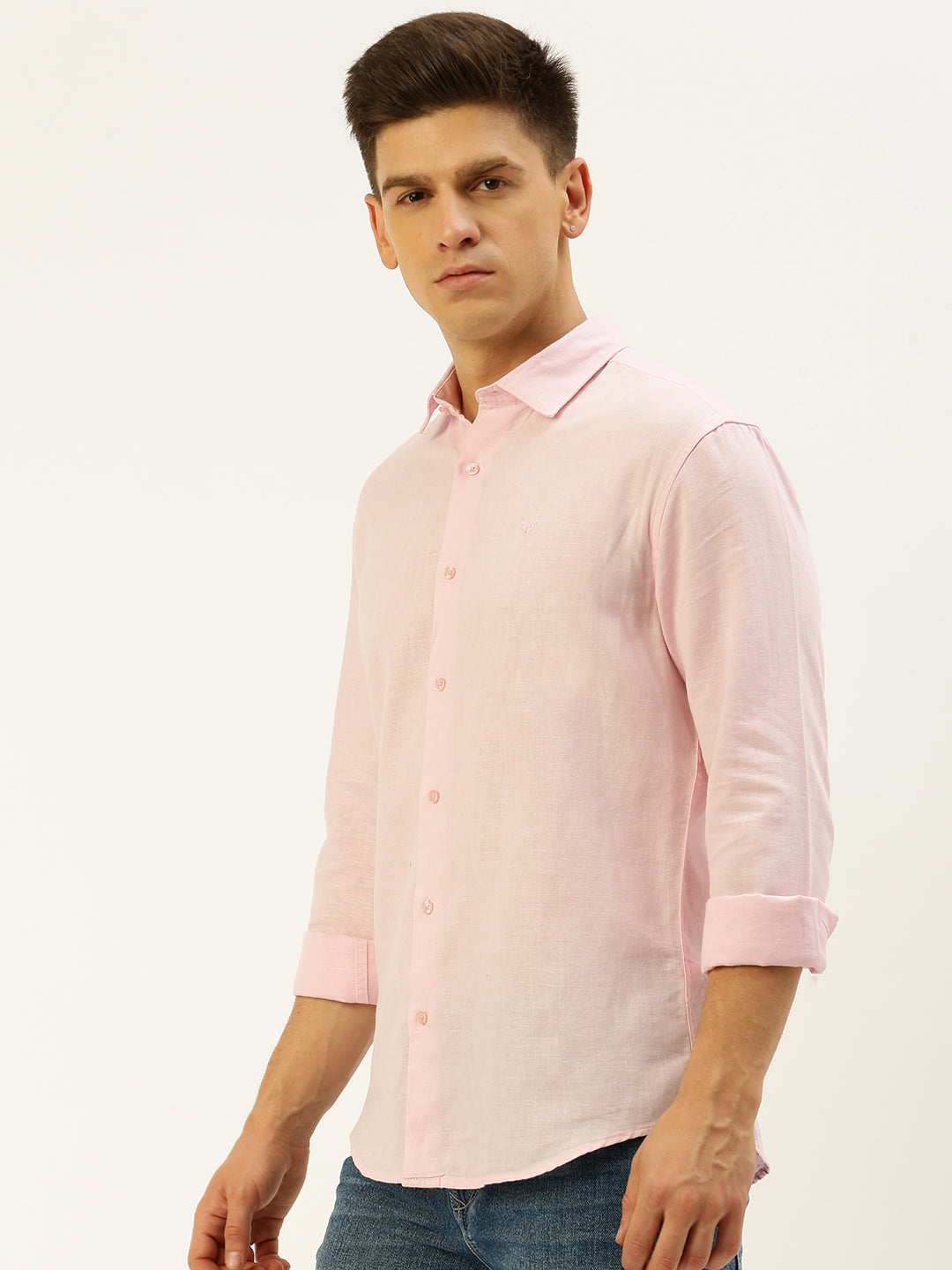 Men Pink Solid Casual Shirt