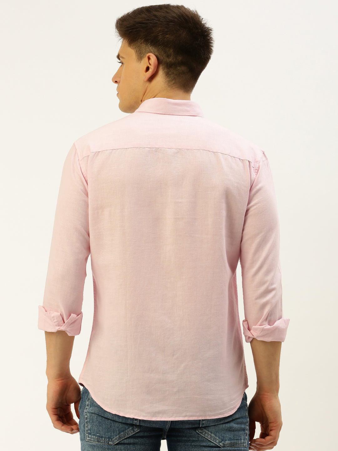 Men Pink Solid Casual Shirt