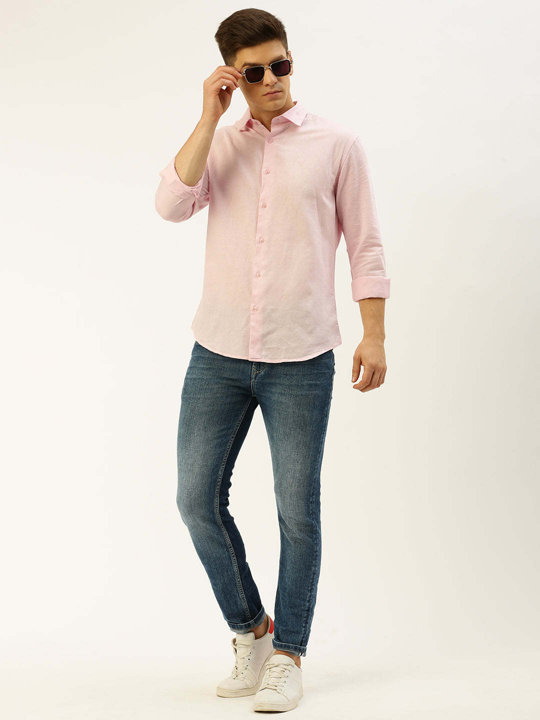 Men Pink Solid Casual Shirt