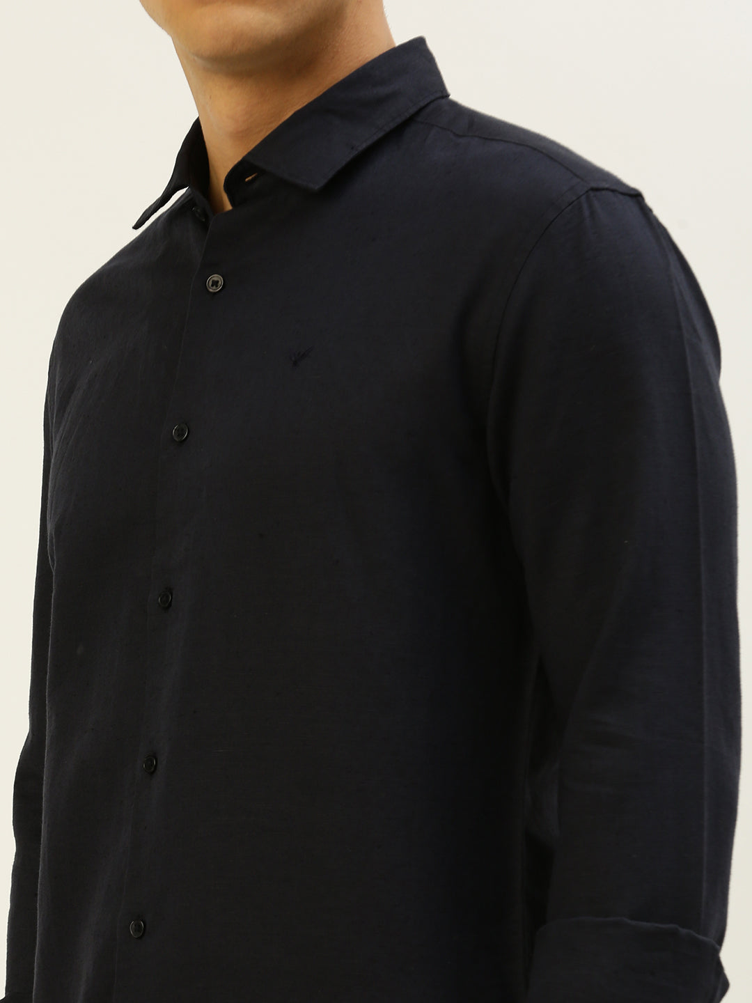 Men Navy Solid Casual Shirt